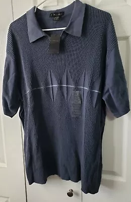 New Men's J Ferrar Short Sleeve Dress Shirt Blue Size Xlarge Ribbed Top • $14.97