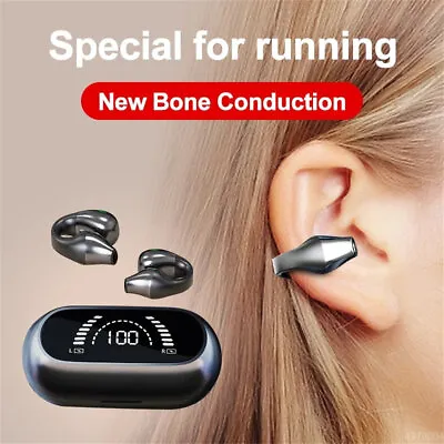 Bone Conduction Headphones Sport Headset Wireless Bluetooth 5.3 Earbuds Ear Clip • $15.97