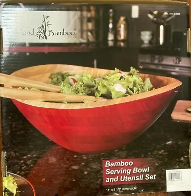$40 • Buy Bamboo Serving Bowl And Utensil Set 14 X 5 1/2  Dimension