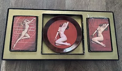 VINTAGE 1950s MARILYN MONROE NUDE 2 DECKS OF PLAYING CARDS & 4 COASTERS SET NEW! • $149.99
