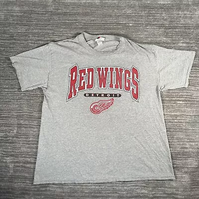 Vintage Detroit Red Wings T-Shirt Size XL NHL Red Crew Neck 90s Gray • $21.50