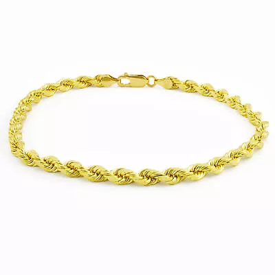 14k Yellow Gold 5mm Mens Diamond Cut Rope Chain Italian Link Bracelet 8.5in 8.5  • $295