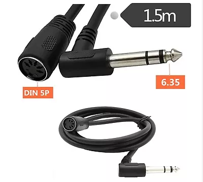 MIDI Din 5Pin Female To Monoprice 6.35mm (1/4 Inch) Male TRS Stereo Audio Cable • £7.95