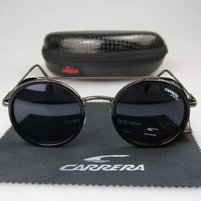 Man Woman Sunglasses Round Windproof Matte Frame Metal Carrera Glasses • $17.99