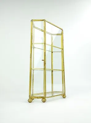 Vintage Norleans Brass & Glass Curio Display Cabinet 10” • $55