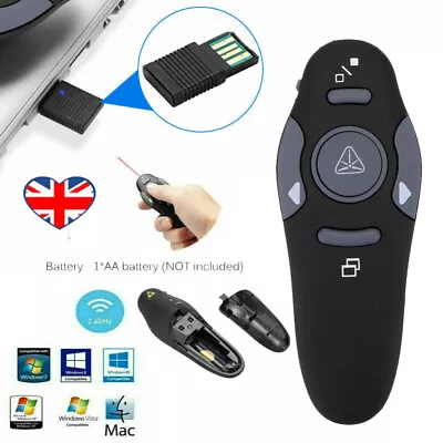 Power Point Presentation Remote Wireless USB PPT Presenter Laser Pointer Clicker • £5.79