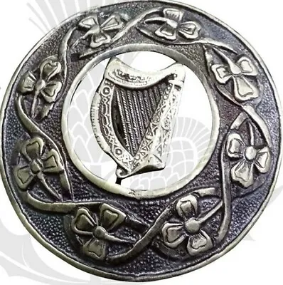 TC Kilt Fly Plaid Brooch Irish Harp Antique Finish 3 /Harp Fly Plaid Brooches • £8.95