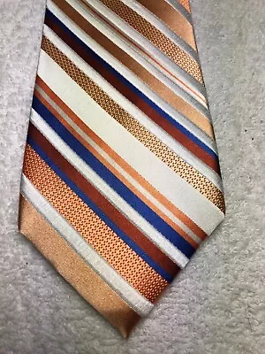 Michael Kors Mens Tie Peach Orange Blue White Stripes 3.5 X 60 • $19.25