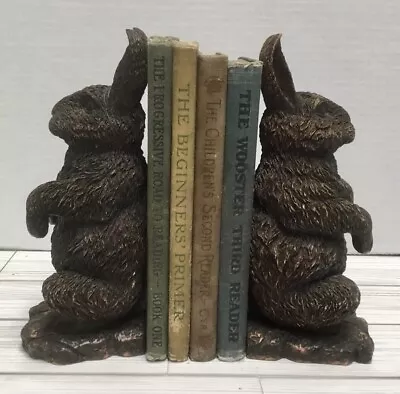 Heavy Cast Resin Bunny Rabbit Bookends 7 1/2  High Cottagecore Grannycore • $41.99