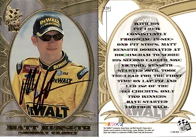 Matt Kenseth Signed 2002 Press Pass VIP #X20 Card Roush Racing Auto AU • $0.01