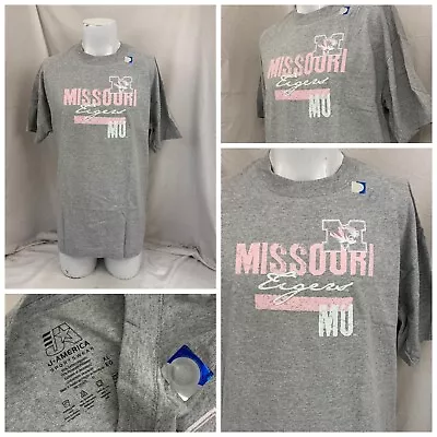 Missouri Tigers T-shirt XL Gray Pink Short Sleeve Cotton Poly NWT YGI P2-300 • $19.99