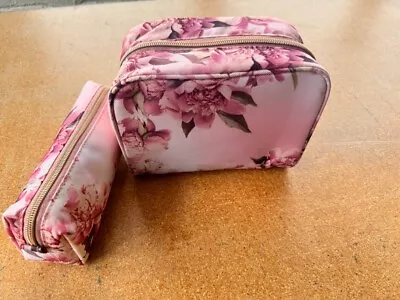 Sophia Joy Train Case Makeup Bag Cosmetic Travel Bag In Pink Floral Print • $6