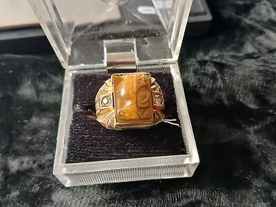 Vintage 1/30 14K RGP Gold Cameo Mens Ring • $15.50