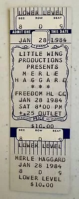 Merle Haggard Concert Ticket UNUSED 1984 • $35.79