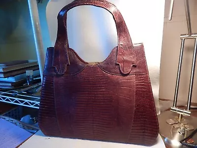 Vtg 1930s 50s Ladies Designer Quality Lg Lizard Handbag Leather Inside • $125