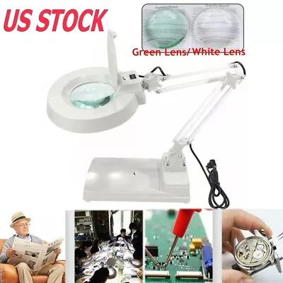 110V LED Magnifier Lamp 10X Magnifying Glass Desk Table Reading Light W/Base US • $47.49