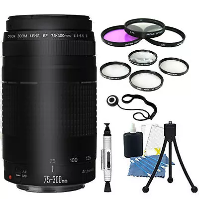 Canon EF 75-300mm F/4.0-5.6 III Autofocus Lens Bundle For T5 T6 T6i T6s 70D 80D • $186.99