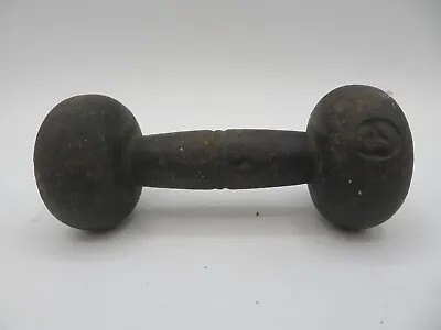 Vintage Bun Style (1) Dumbbell Weight 3 Lb Pounds  Cast Iron Round Shape Ends • $12