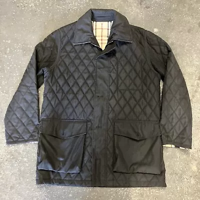 MEN'S BLACK BURBERRY LONDON DIAMOND NOVA CHECK QUILTED JACKET SIZE M Medium Reg￼ • $50