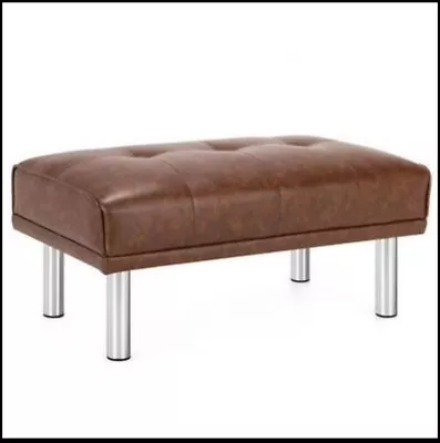 Leather Tufted Upholstered Ottoman Bench For Living Room Entryway Brown NEW✅ • £30