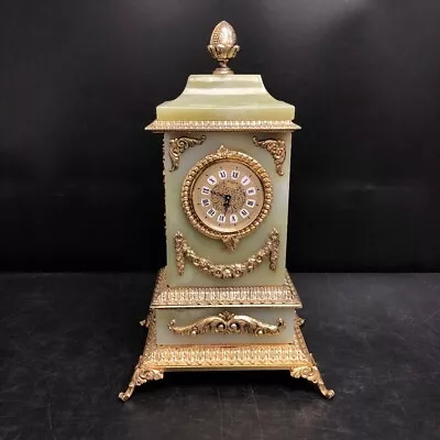 Brevettato Green Marble Mantle Look Clock Vintage 35cm Decorative Homeware -CP  • $14.18