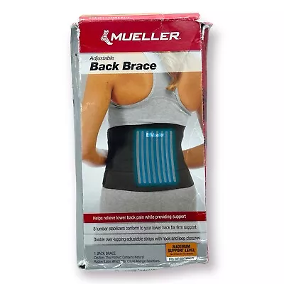 Mueller Adjustable Back / Lumbar Brace 9  High OSFM Waist Size 28-50  Black NEW • $9.99