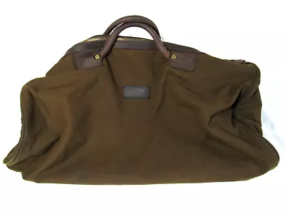 Barbour Holdall Brown Wax Cotton Leather Trim Tartan Lined Duffel Travel Bag EUC • $139.96