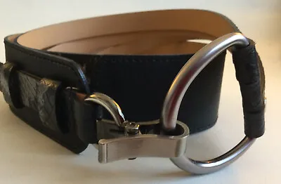 STEPHEN COLLINS Woman’s Leather Black Silver Snake Effect Clip & D Ring Buckle L • £19.99