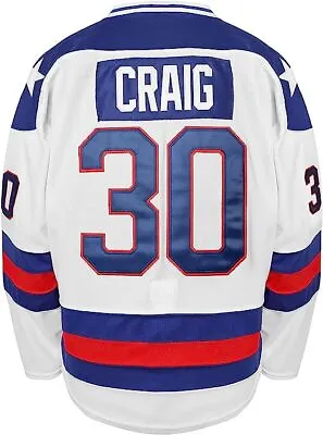 1980 Miracle On Ice Jim Craig #30 USA Hockey Jersey Top Stitched White In Stock • $36