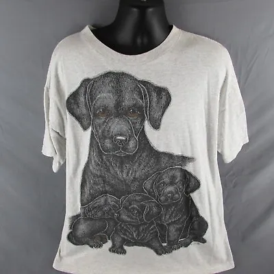 Vintage Kittens Brand Black Labrador Graphic Shirt One Size Gray 100% Cotton • $13.59