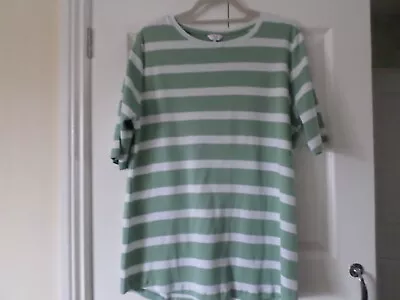 Cotton Traders NWOT Light Green White Stripe Cotton T Shirt • £1.99