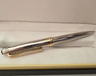 Luxury 163 Metal Series Stripes Silver + Gold Clip 0.7mm Nib Ballpoint Pen • $22.69