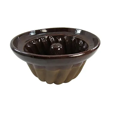Vintage Brown Glaze Pudding Mold Bundt Pan Steamed 33621 • $27