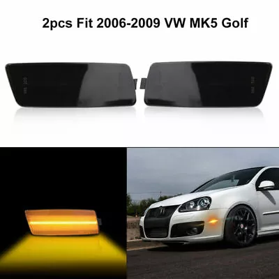 Pair For 2006-2009 VW MK5 Golf GTI Front Amber LED Side Marker Light Lamp Smoked • $26.99