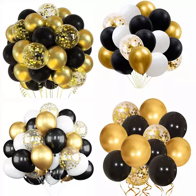 Gold And Black Balloons LATEX 30TH 40TH 50TH BIRTHDAY Party Decoration Balloons • £5.79