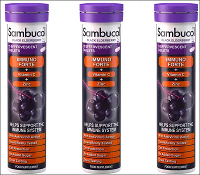 3 X Tubes Sambucol Immuno Forte Effervescent Tablets. 15 Tablets Per Tube • £20.50