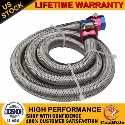 Flexible 3/8 In Stainless Steel Braided Brake Gas/Oil/Fuel Line Hose Universal • $15.99