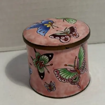 Empress Arts Mini Trinket Box Butterflys Enamel Lid 1997 Vintage • $16