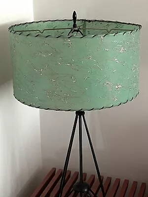 Mid Century Modern True Vintage Turquoise Spatter Fiberglass Lamp Shade • $98