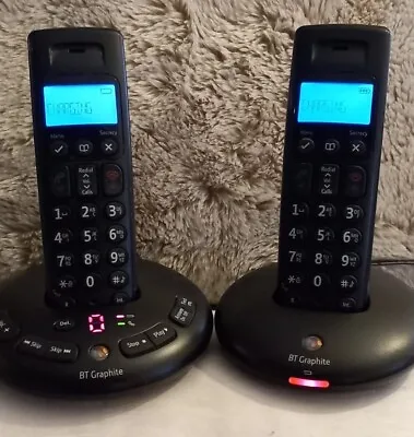 BT Graphite 2500 Twin Digital Cordless Landline Telephone With Answering Machine • £22.49