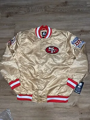 2021 Starter San Francisco 49ers GOLD Jacket Satin Men Sz L 30th Anni SB 24 XXIV • $225