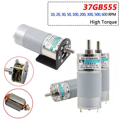 Micro DC 12V/24V Gearmotor Metal Gearbox Motor 15W High Torque 10~600RPM 37GB555 • £27.23