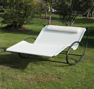 Large Sun Lounger 2 Seater Day Bed Patio Rocker Swing Bench Garden Hammock Chair • £129.90
