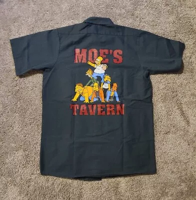 Moe's Tavern The Simpsons Button Up Collared T Shirt Mens M Universal Studios • $20