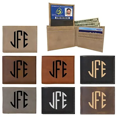 Personalized Leather Wallet For Men With Custom Engraving. Slim Bifold Wallet. • $19.99