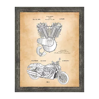 Framed Engine And 2006 Framed Motorcycle Patent Print Harley Davidson Wall Art • $37.99