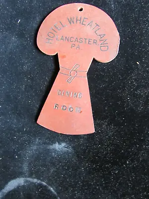 RARE Vintage  HOTEL WHEATLAND  Lancaster PA  Dining Room  Leather Key Fob-EXCEL • $14.99