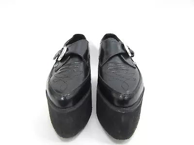 T.U.K A8878 Pile Creeper Pointed Black Western Buckle Ladies Leather Shoes SZ W8 • $35