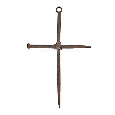 Small Metal Crossed Nails Wall Cross Rustic Finish Religious Decor 6 3/4 Inch • $12.95