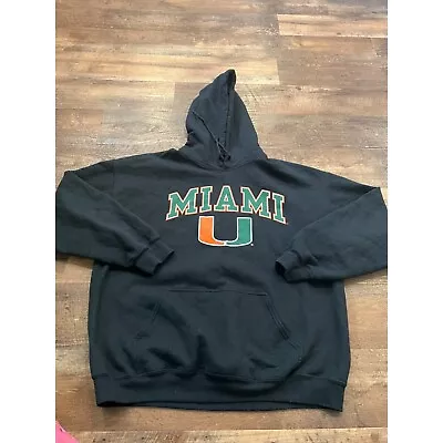 Mens Miami Hurricanes College Pullover Sweatshirt Hoodie Mens Size Xl Black • $14.99